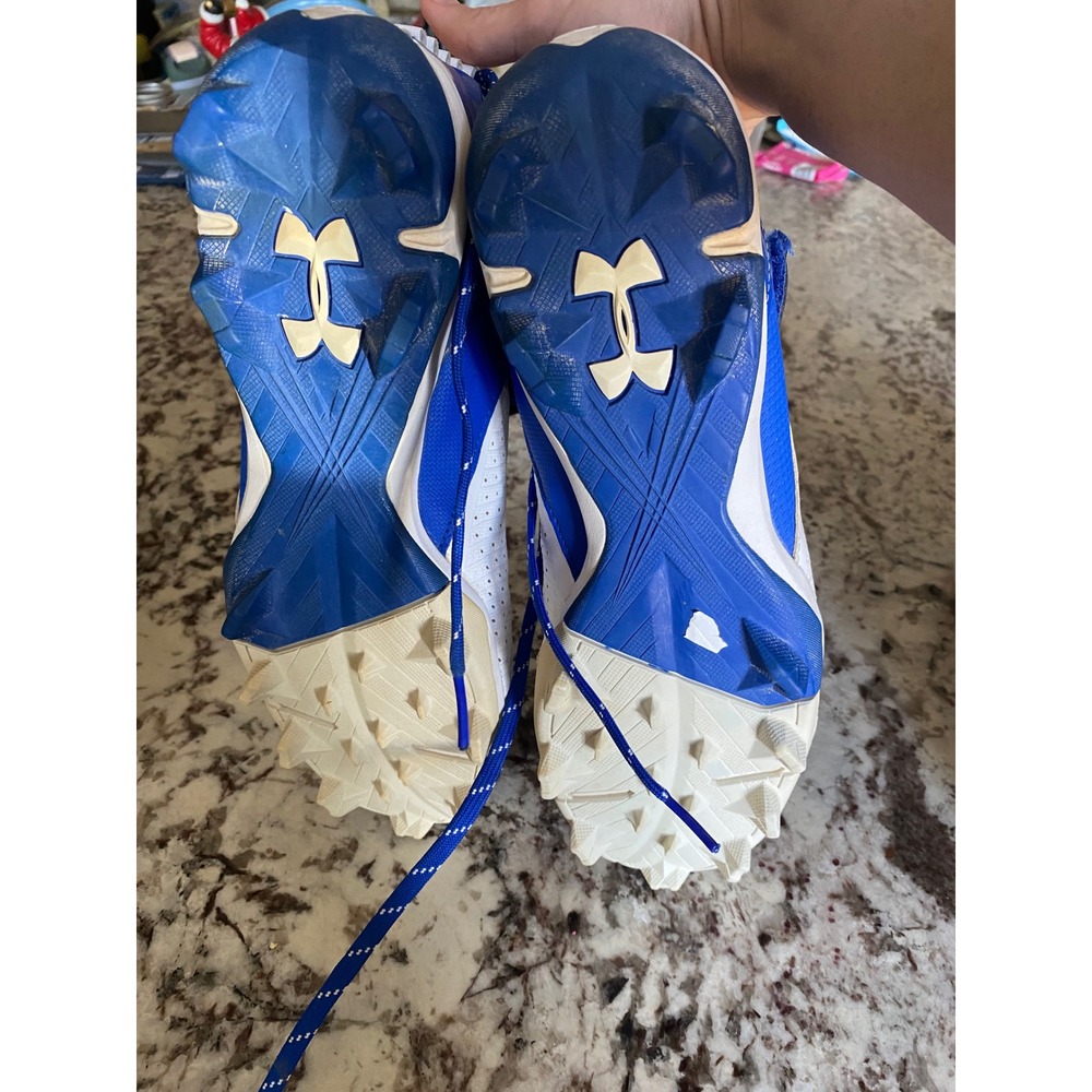 Under Armour Bryce Harper BH Baseball Cleats Blue White Mens High Top Athletic - Picture 4 of 4